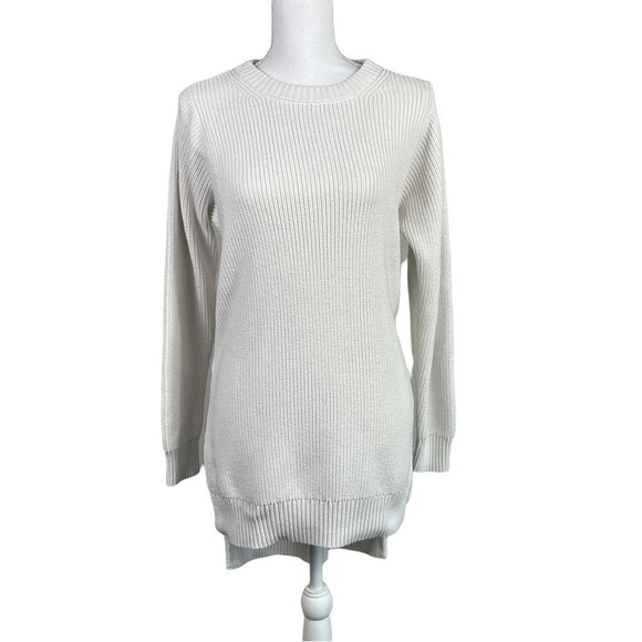 Athleta West End Tunic Sweater Slit side belt White/Ivory Size S - Picture 1 of 14